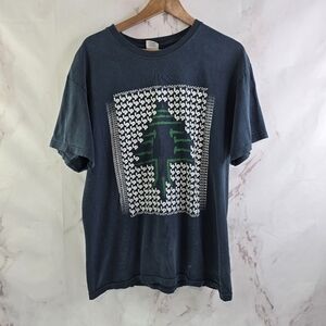 Living Proof T Shirt Mens Large Black Spellout Short Sleeve Tree Analog Y2K